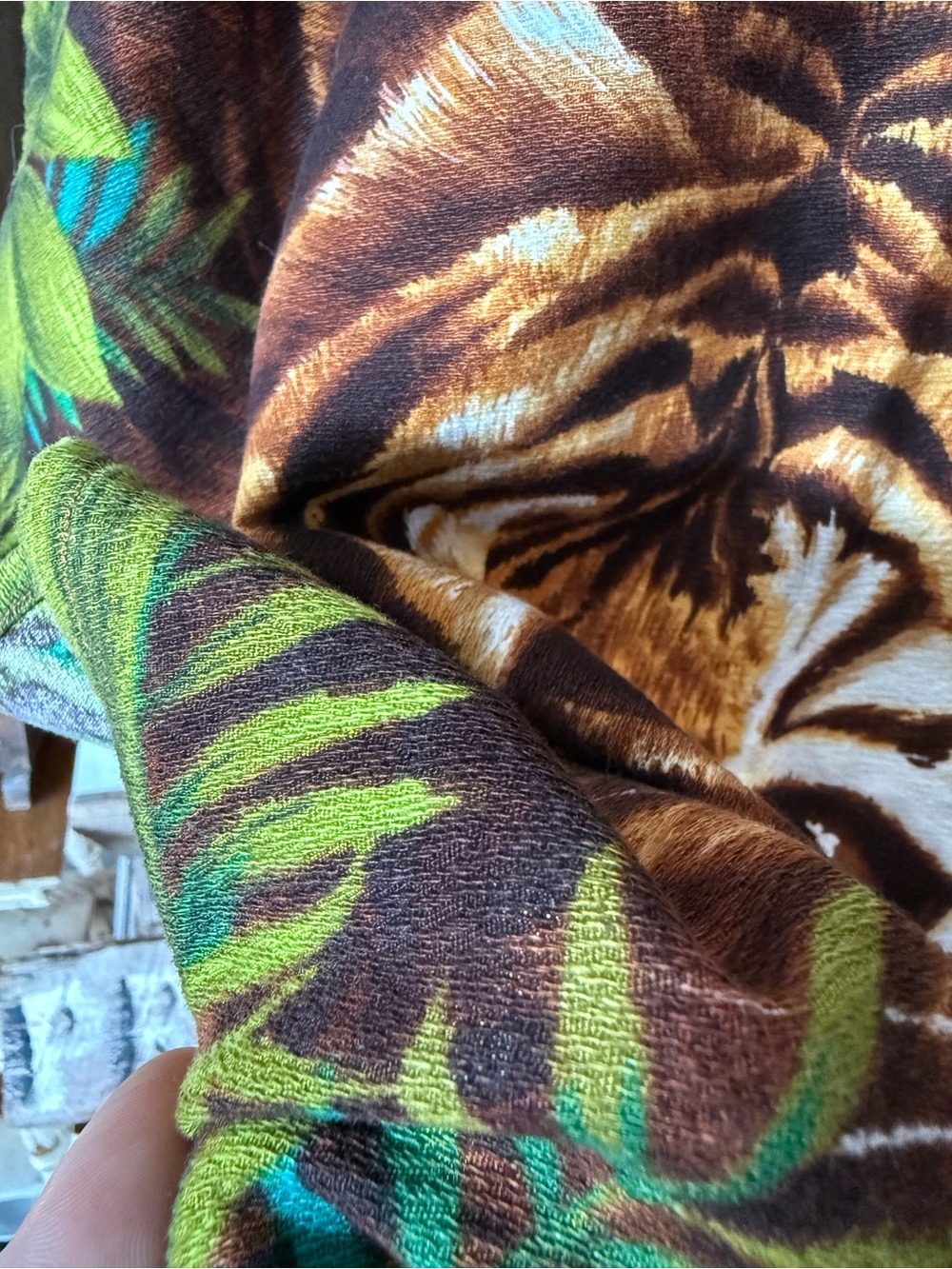 Vtg Tiger Face Graphic Barkcloth - Picture 2 of 2